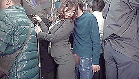 UI2201- Office Lady Mature Step mother Accepting On A Crowded Bus