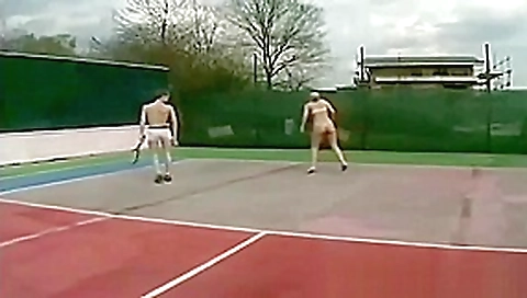 Blonde Milf Anal Guy Strap On Doggy Tennis Court