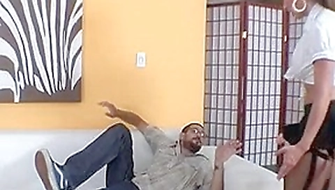 Lad rides chick's thong on dick