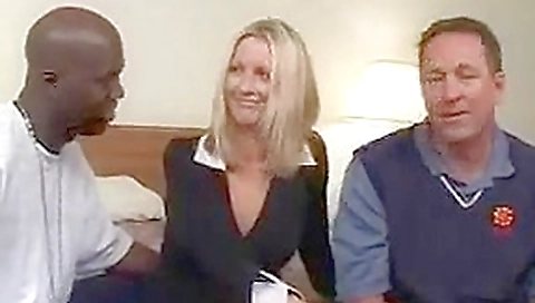 Husband watches wife getting gangbang