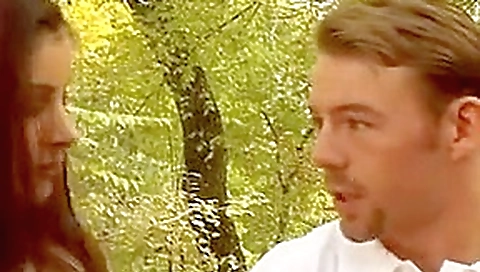 Delicious brunette gangbanged in the woods