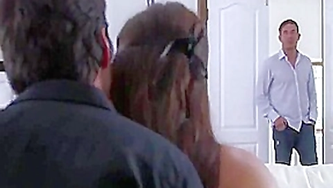 Blindfolded wife shared with friend